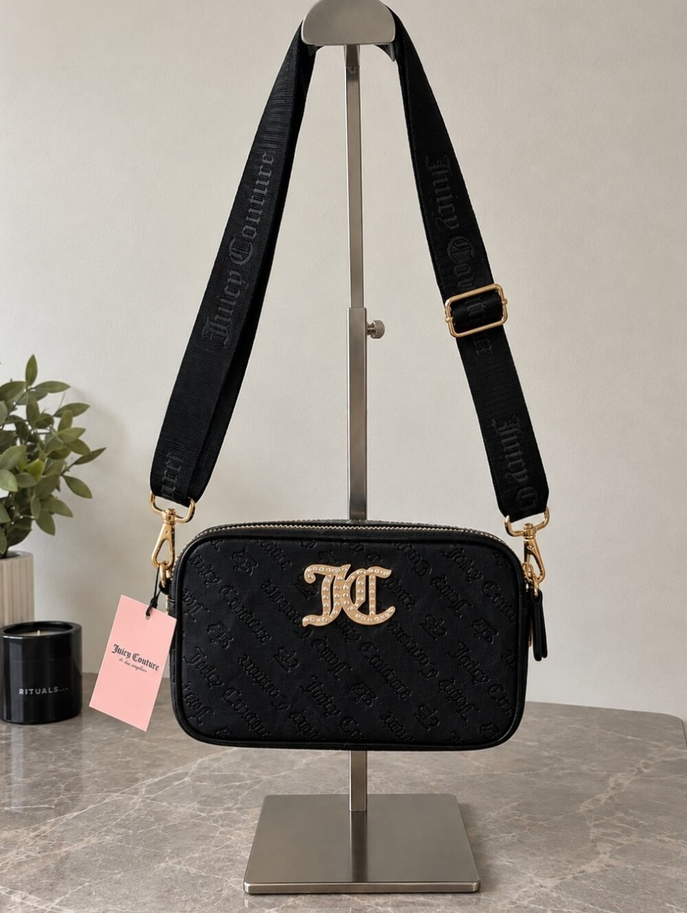 NEW!!! Juicy Couture Black Crossbody Bag with Gold JC Logo